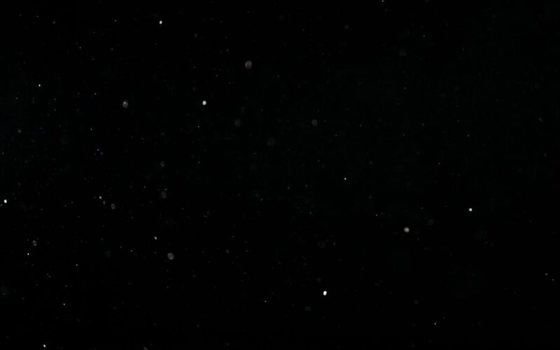 An abstract black background featuring tiny floating dust particles, ideal for design and texture applications.