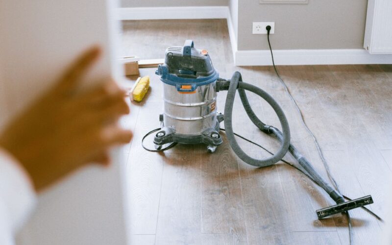 Industrial vacuum cleaner in a newly renovated apartment for a spotless finish.
